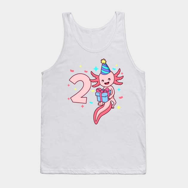 I am 2 with axolotl - girl birthday 2 years old Tank Top by Modern Medieval Design